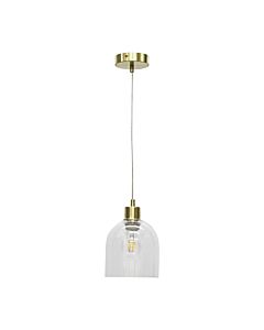 Belten - Clear Glass Cloche with Satin Brass Pendant Fitting