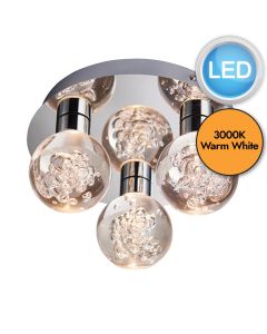 Endon Lighting - Versa - 76364 - LED Chrome Clear 3 Light IP44 Bathroom Ceiling Flush Light