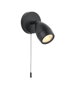 Endon Lighting - Porto - 99770 - Black IP44 Pull Cord Bathroom Wall Spotlight