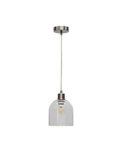 Belten - Clear Glass Cloche with Satin Nickel Pendant Fitting