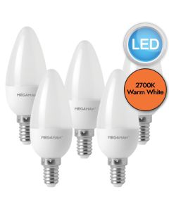 5 x 5.5W LED E14 Candle Dimmable Light Bulbs - Warm White