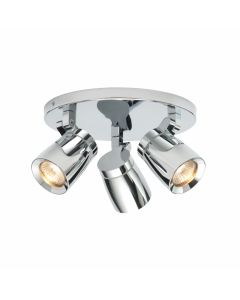 Saxby Lighting - Knight - 39167 - Chrome Clear Glass 3 Light IP44 Round Bathroom Ceiling Spotlight