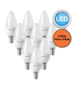 10 x 5.5W LED E14 Candle Dimmable Light Bulbs - Warm White