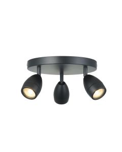 Endon Lighting - Porto - 99771 - Black 3 Light IP44 Bathroom Ceiling Spotlight