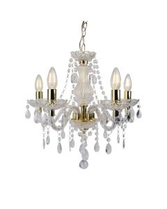 Clear and Gold Marie Therese Style 5 x 40W Chandelier