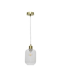 Batley - Clear Ribbed Glass with Satin Brass Pendant Fitting