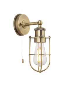 Ashley - Antique Brass IP44 Pull Cord Bathroom Wall Light
