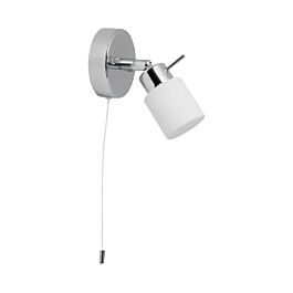 Iona - Chrome Opal Glass IP44 Pull Cord Bathroom Wall Spotlight