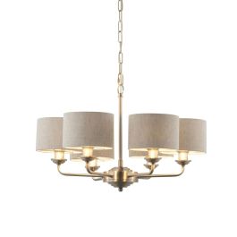 Endon Lighting - Highclere - 99151 - Brushed Chrome Natural 6 Light Ceiling Pendant Light