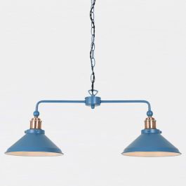 Maxwell - Mirage Blue Brushed Copper 2 Light Bar Ceiling Pendant Light